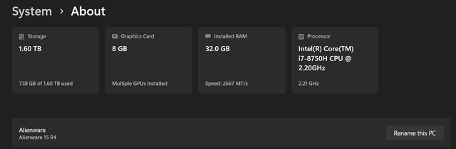 Alienware 15" R4 WIN 11 Laptop - 32 GB RAM - GTX 1070 GPU in Laptops in Mississauga / Peel Region - Image 4