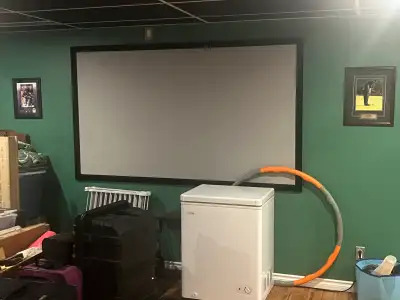 92” widescreen fabric projector screen. Washable. Great shape $100
