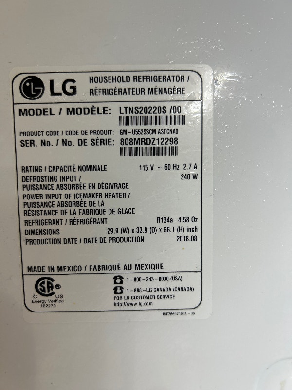 LG FRIDGE STAINLESS STEEL Refrigerators City of Toronto Kijiji