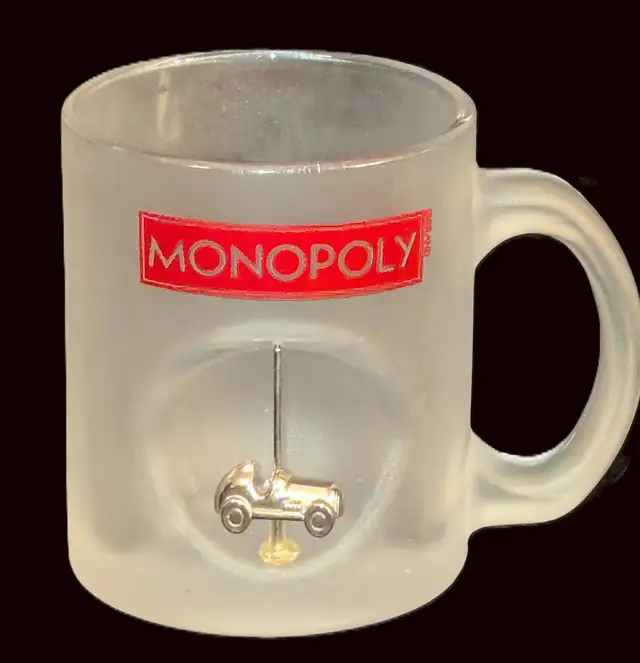 Vtg Frosted Glass Monopoly Collectible Coffee Mug w/3D Race Car! in Arts & Collectibles in London - Image 2
