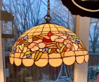 Tiffany chandelier, stained glass one light fixture