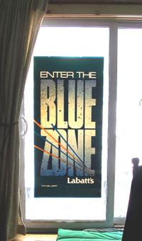 Vintage Labatt's Blue Zone electrostatic banner