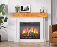 Wood fireplace mantel - floating shelf - aged oak finish