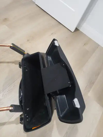 2007 Harley Street Glide denim black saddlebags. New lids, used bottoms, aftermarket bag liners and...