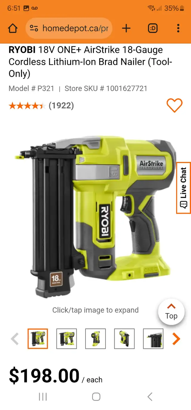 RYOBI 18V ONE+ AirStrike 18-Gauge Lithium-Ion Brad Nailer in Power Tools in Windsor Region - Image 3