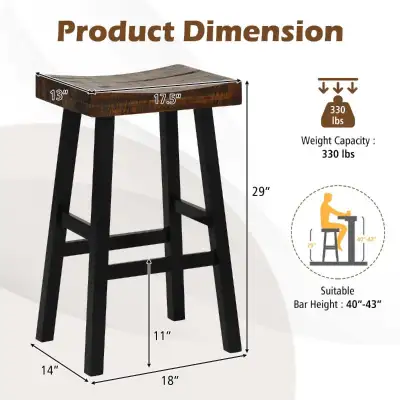 Costway Solid Wood Curved Saddle Stool Set (2), View more