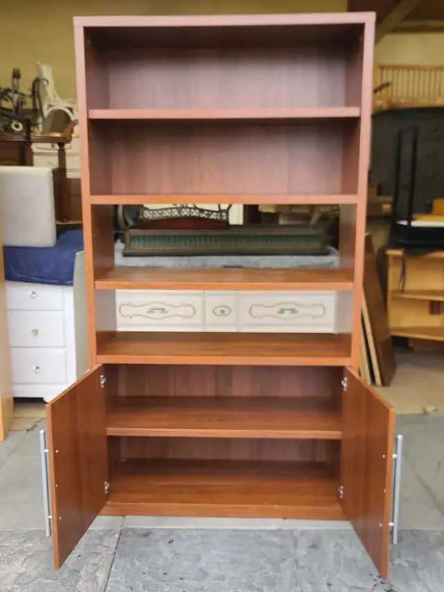 Brown Wooden Bookcase with Cabinet in Bookcases & Shelving Units in Delta/Surrey/Langley - Image 3