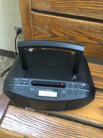 This is a Sony CFD-S70 personal audio system. It's a boombox with a CD player and cassette tape deck...