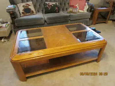 Solid Wood Coffee Table with two side end tables, View more