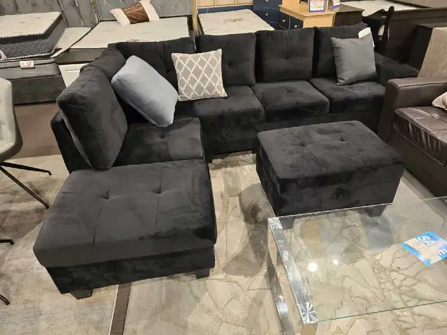 Brand New Black Sectional Sofa With Ottoman  in Couches & Futons in Kingston - Image 3