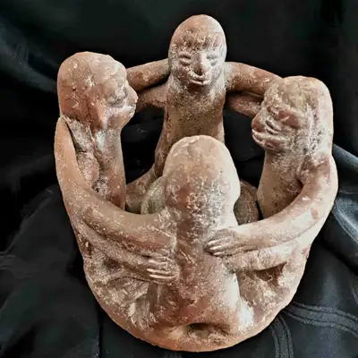 Vintage 1990s Mayan Folk Art also known as "The Circle of Friends" with a "Copal" to burn a candle o...