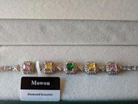 NEW Diamond Silver Bracelet Gemstones Mowou Ocean Collection