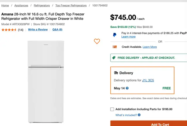 Amana 16.4 cu.ft Top Freezer Refrigerator - white in Refrigerators in Sherbrooke - Image 7