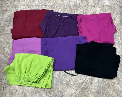10 Scrub tops and 8 pairs of pants lot for women size XL, View more