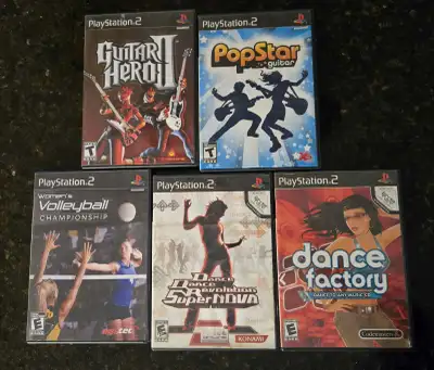 PS2 and PS3 games as listed below. PS2 games: Guitar Hero 2-20$ SOLD Pop star guitar-20$ women's vol...