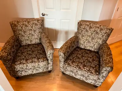 Two Matching Contemporary Winged-back Chairs, View more