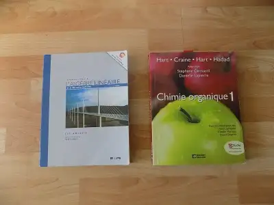 Il reste les 2 livres tres propre : Livre : chimie organique tome 1 Livre : Algebre Lineaire et ses...