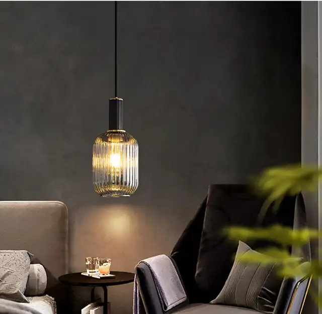 Pendant Light Back Lamp Holder & Glass Striped Light Shade Mode in Indoor Lighting & Fans in City of Toronto - Image 3