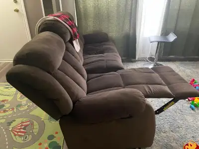 FREE — Leon's Dark Brown Recliner 3-Seater Sofa, View more