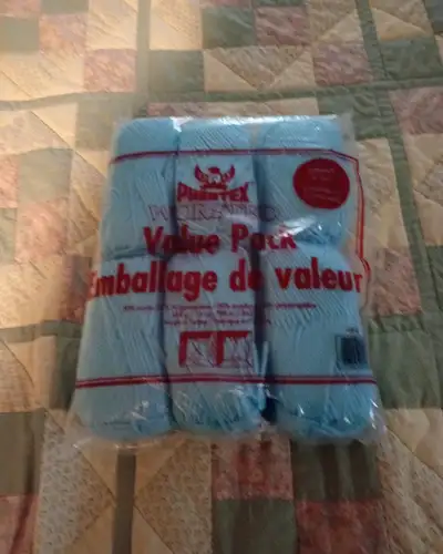 50% acrylic and 50% polypropylene. 16 oz. 862 yards. 6 balls in a package. 3 packages available. $15...