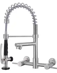 Pirooso Wall Mounted Kitchen Faucet, 8 Inch Center Kitchen Sink