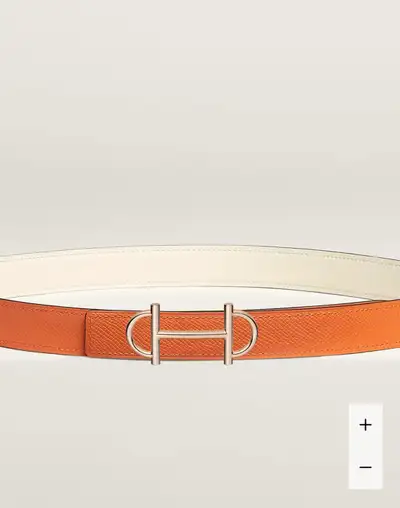 Hermes Authentic 13mm Reversible leather Belt orange & white, View more