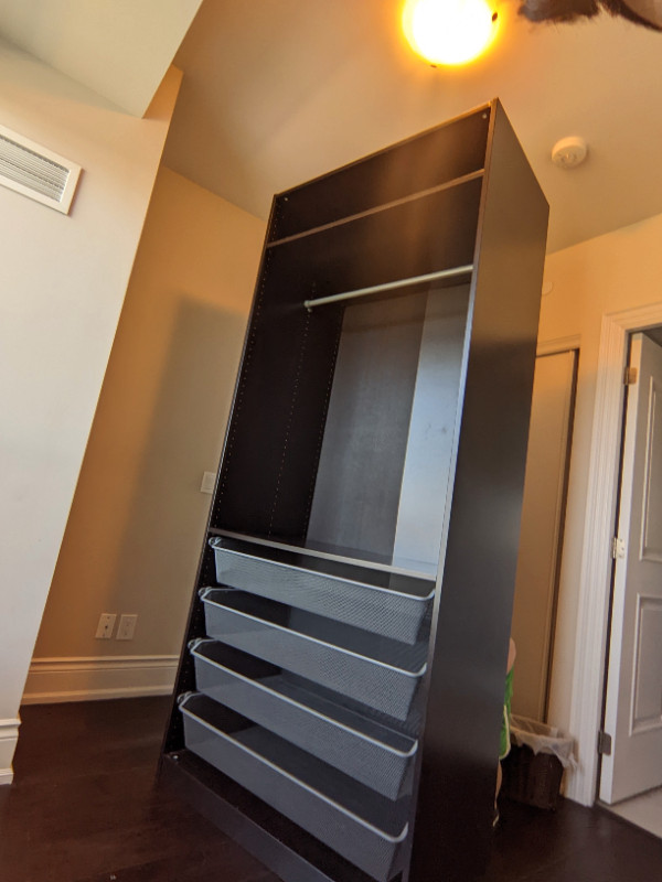 IKEA PAX Wardrobe (black/brown) with 4 Komplement mesh baskets Dressers & Wardrobes City of
