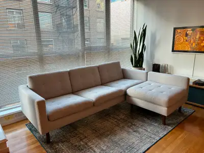 Beautiful sectional couch, custom made in Canada by EQ3. Sectional is detachable for more seating op...