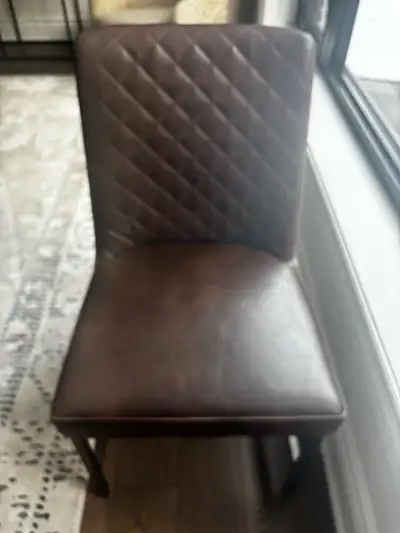 8 leather dining chairs, View more