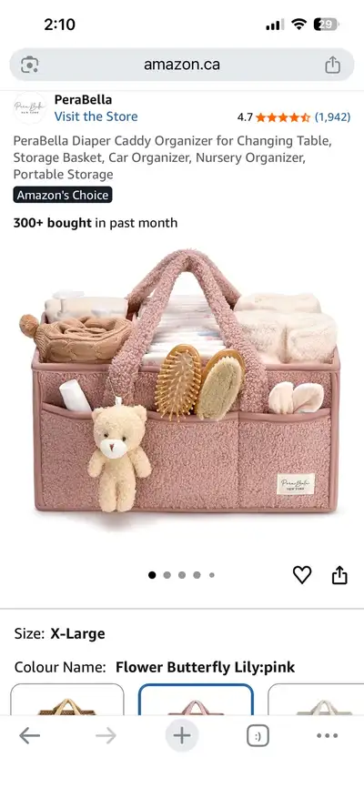 Pink Teddy Multi-Use Diaper Carrier, View more