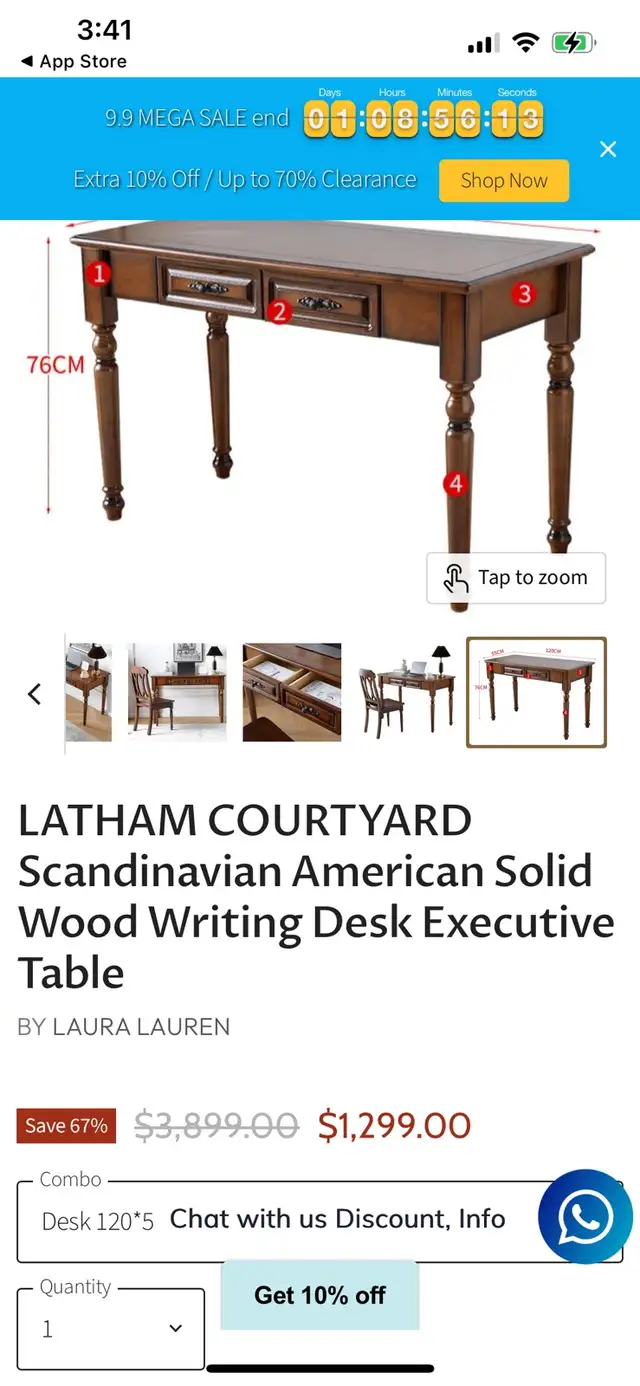 COURTYARD Scandinavian American Solid Wood Writing Desk Executi in Desks in Markham / York Region - Image 10