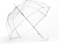 NEW Auto Open Clear Bubble Umbrella with Clear & Silver Handle