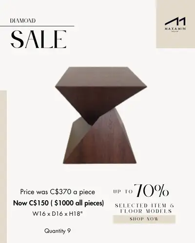 Modern Geometric Wood Accent Table – Walnut Finish, View more