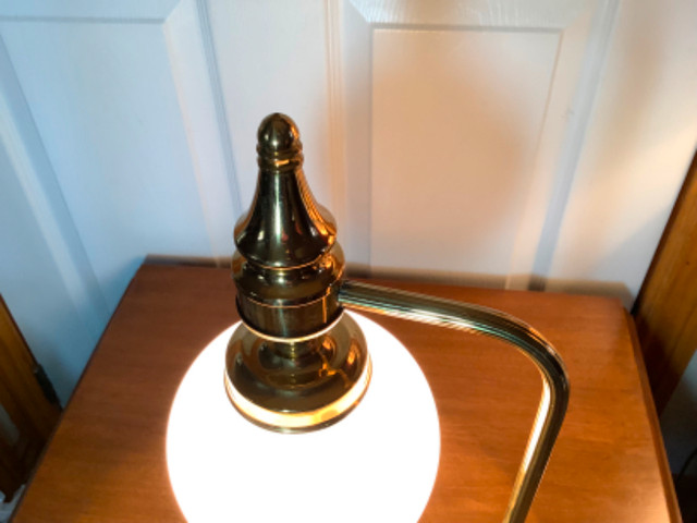 Hollywood Regency Style Brass Lamp w Cylindrical Opaque Shade  in Indoor Lighting & Fans in Belleville - Image 2