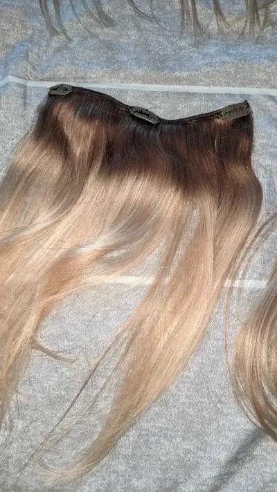 Clip on Hair Extensions brown/blonde balayage 14", View more
