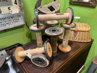 Large industrial wooden spools 