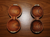 Two Hand Carved African Wood Salt and Pepper Cellars/Holders