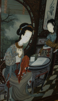 DOWNSIZING SALE - Pr. of vintage Asian reverse glass paintings