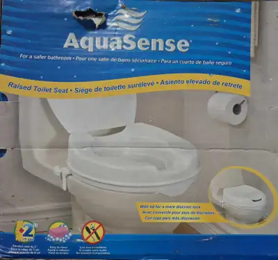 Aquasense 2" Raised Toilet Seat w/ cover  770625, View more