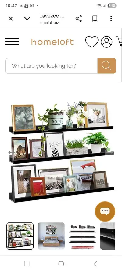 Lavezee 47 Inch Long Photo Picture Ledge Shelves Set of 3, Black, View more
