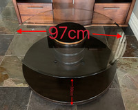 Round Table Thickened Glass Top End Table with Wood Base 