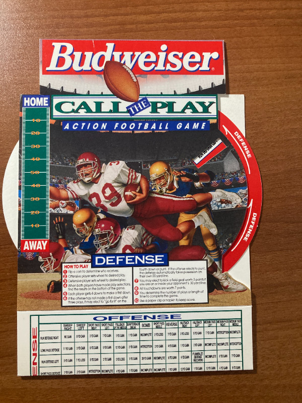 Budweiser Call the Play Action Football Game Table Tent. in Arts & Collectibles in Mississauga / Peel Region - Image 2