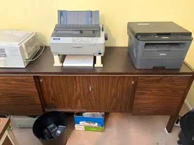 Epson LQ590 printer, 3/4 box of paper, spare ribbon