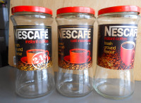 3 Pots de Café Nescafé Vintage en Verre - Épicerie Années 60-70s