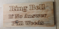 Sign engraved by laser