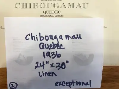 Chibougamau QC and surrounding area, large linen backed map Published in 1936, this is an ORIGINAL m...
