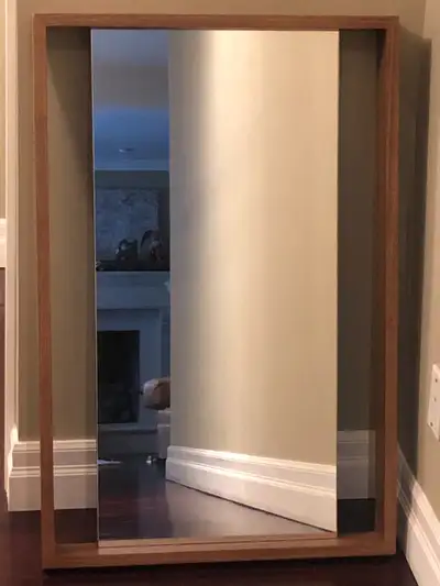 Framed rectangular wall mirror. Heavy duty. Excellent condition., View more