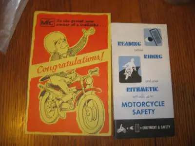 1973 Motorcycle Industry Council Congratulations / Safety Books - $30.00 obo In Very Good to Excelle...