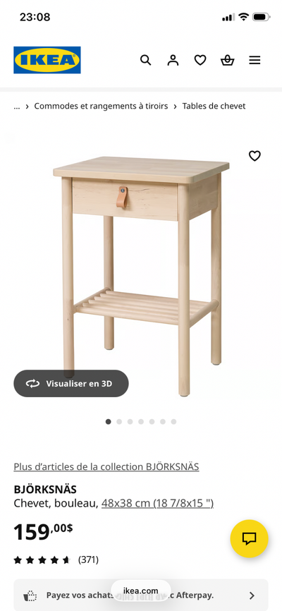 Lit IKEA  + base de lit + tables Björksnäs, View more