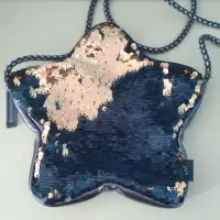 GAP novelty star shaped blue & gold flippy sequined shoulder bag